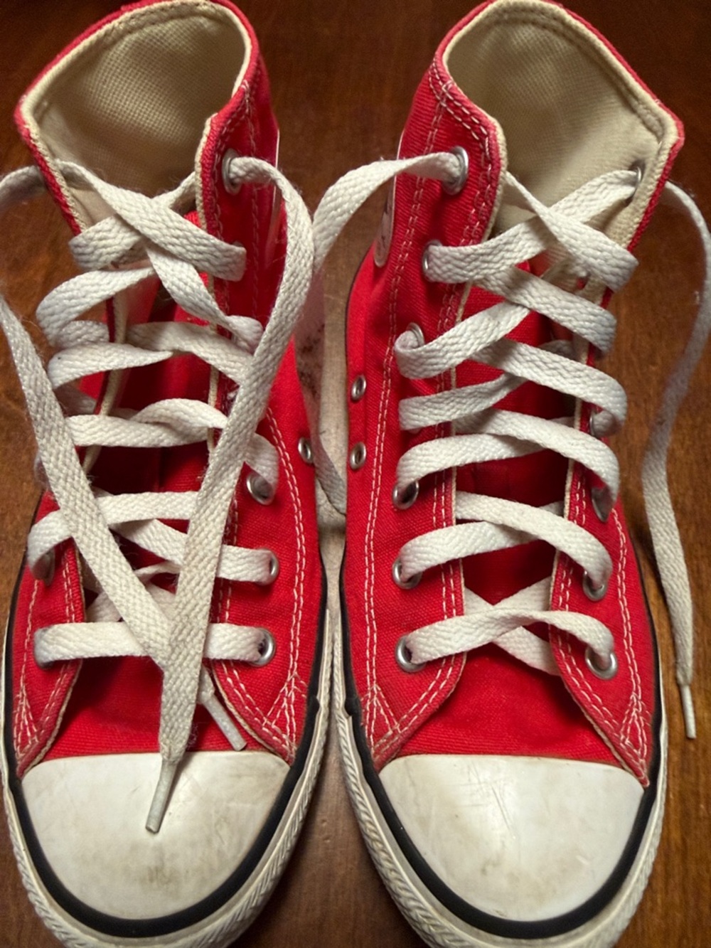 Converse Red Kids High-Top Canvas Sneakers with White Laces